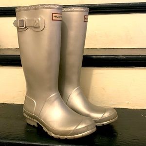 HUNTER Original Tall Silver Metallic Rain Boot Vegan